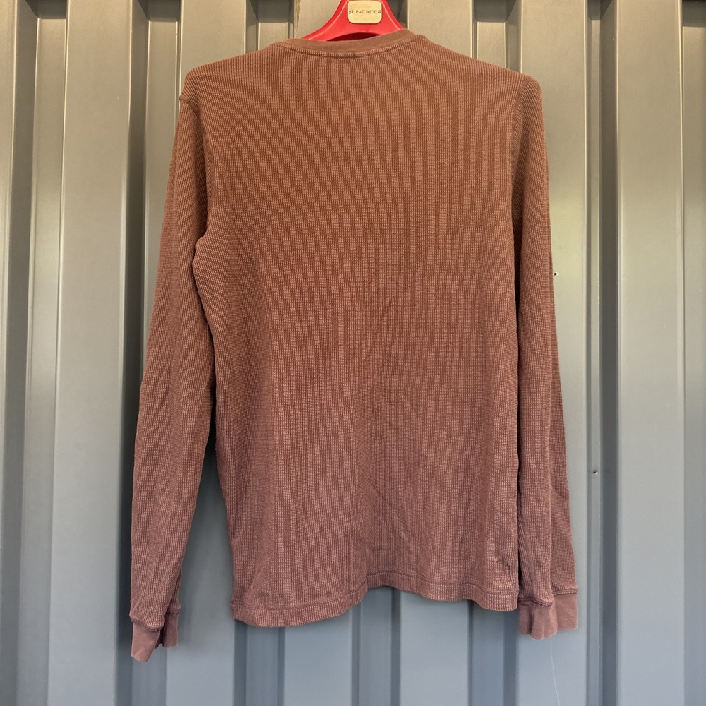 Vuori Shirt Mens Med Brown Waffle Crew Knit Thermal Long Sleeve Pullover V176 - Picture 5 of 6